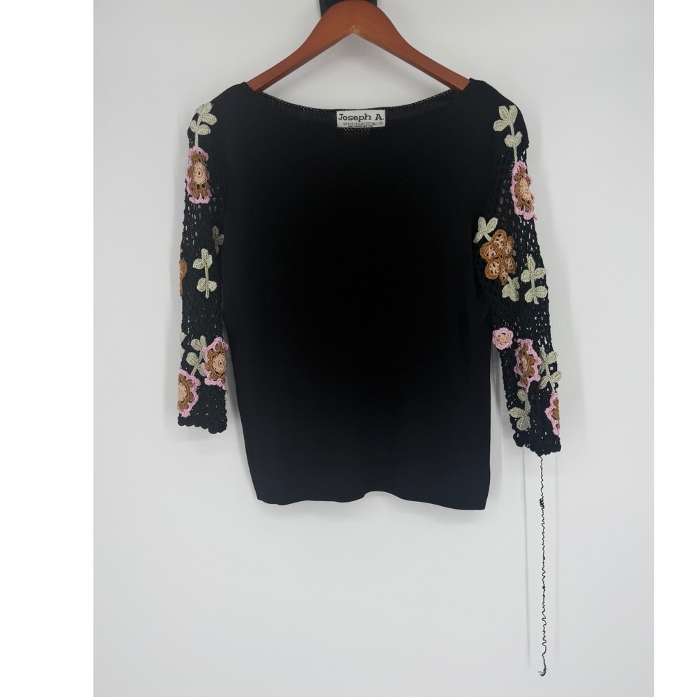 Joseph A. Womens Top XL Crochet Floral Whimsigoth Retro Fesitval Boho Chic FLAWS